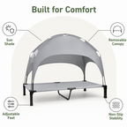 DogBedHouse Elevated Aluminum Outdoor Dog Bed (Removable Canopy)