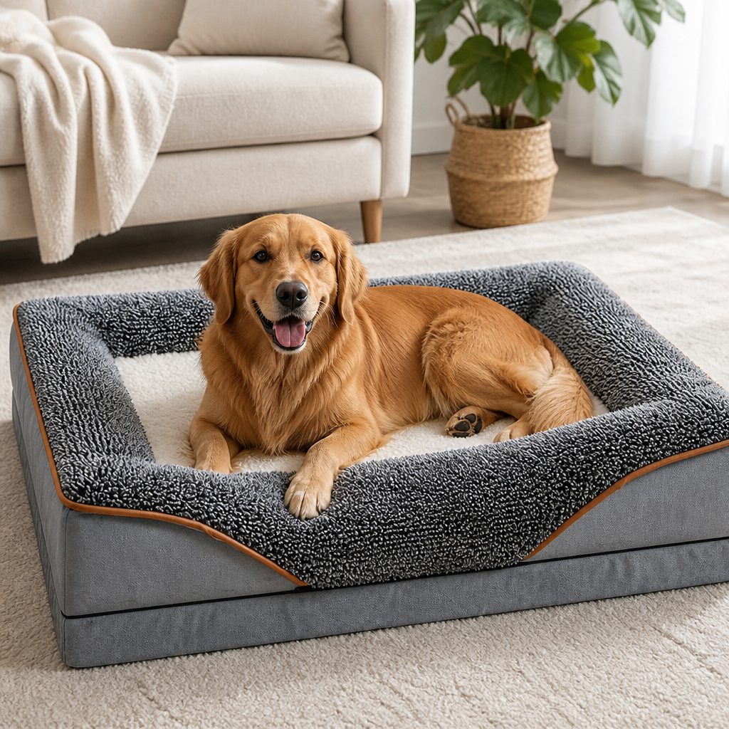 DogBedHouse Removable Washable Plush Bolster Bed
