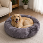 DogBedHouse Plush Long-Pile Tie-Dye Round Dog Bed