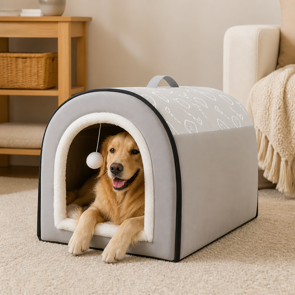 DogBedHouse Ultra-Large Semi-Enclosed Dog House (Removable & Washable)