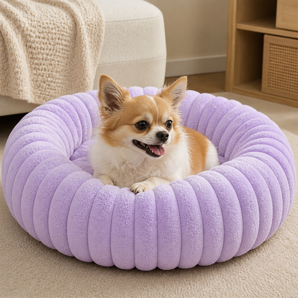 DogBedHouse Round Plush Sherpa Dog Bed (Multiple Sizes & Colors)