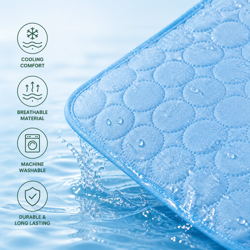 DogBedHouse Breathable Polyester Cooling Mat (Washable Cover)