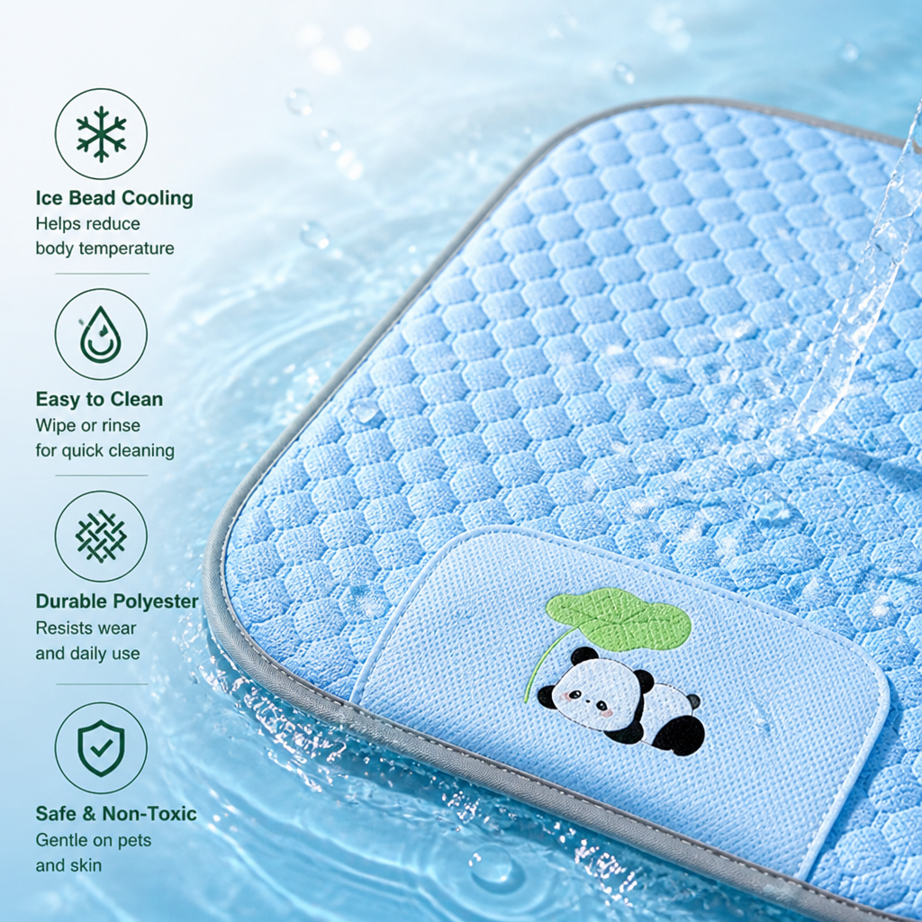 DogBedHouse Ice Bead Cooling & Easy-Clean Polyester Dog Mat