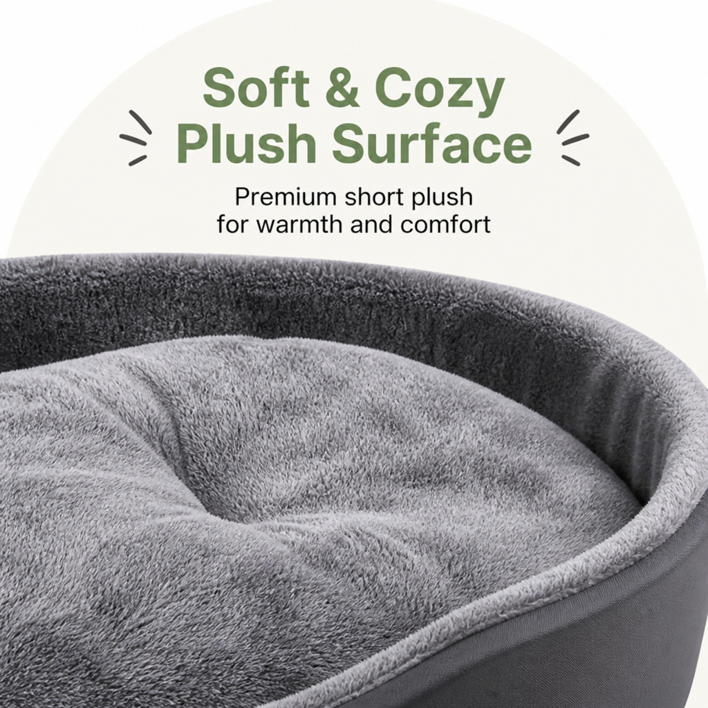 DogBedHouse Short-Plush Polyester Oval Dog Bed