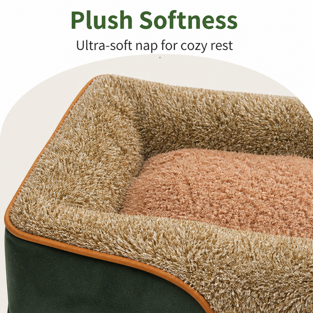 DogBedHouse Removable Washable Plush Bolster Bed