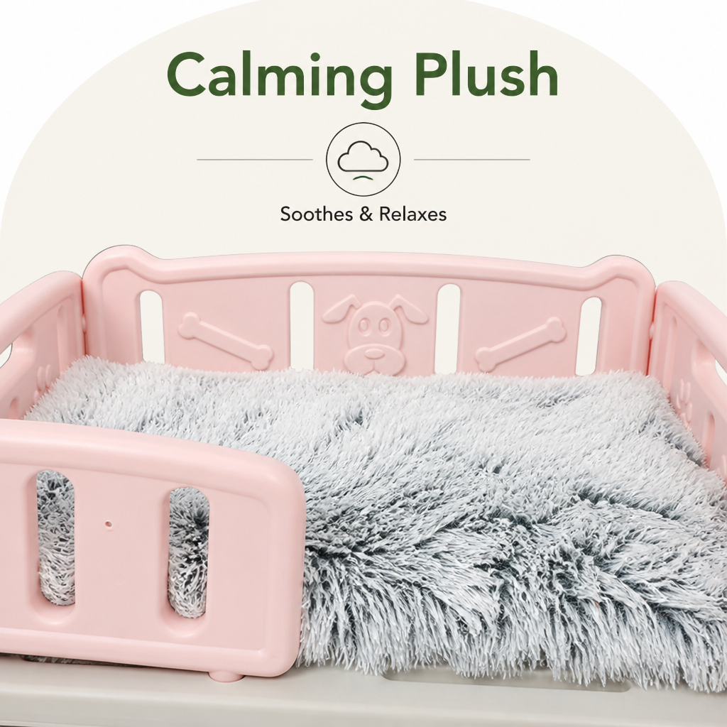 DogBedHouse Orthopedic Elevated Entry & Calming Plush Pet Sofa (Includes Bowl)