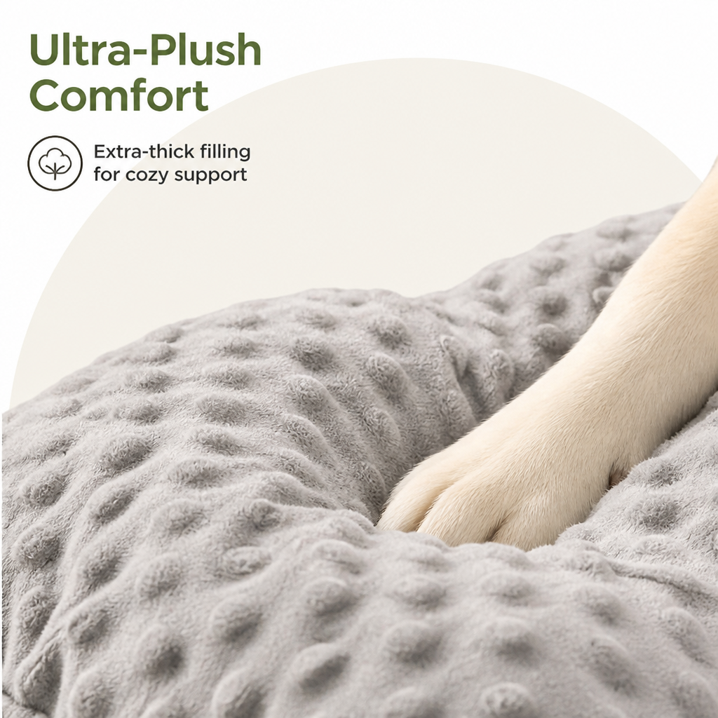 DogBedHouse Extra-Thick Plush & High Backrest Dog Sofa Bed (Removable Cover)