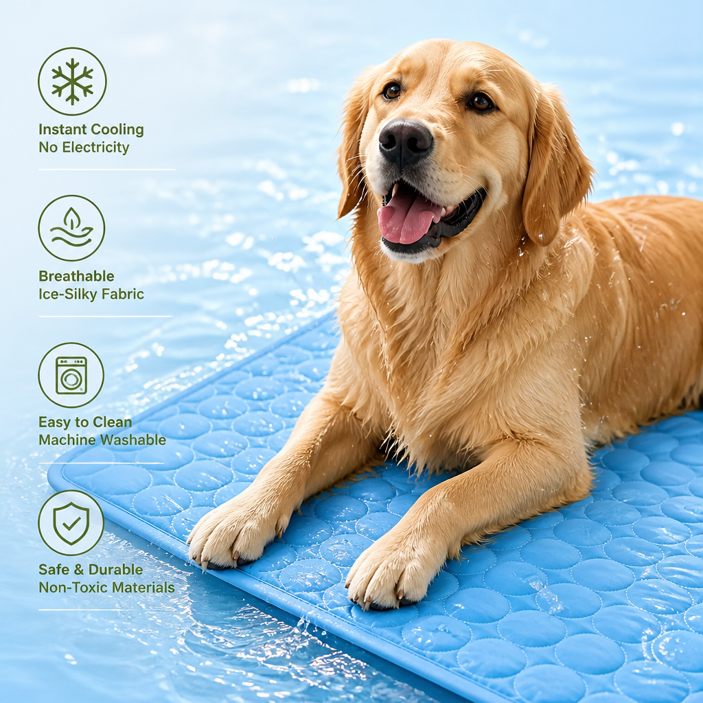 DogBedHouse Ice-Silky Breathable & Non-Electric Dog Cooling Pad