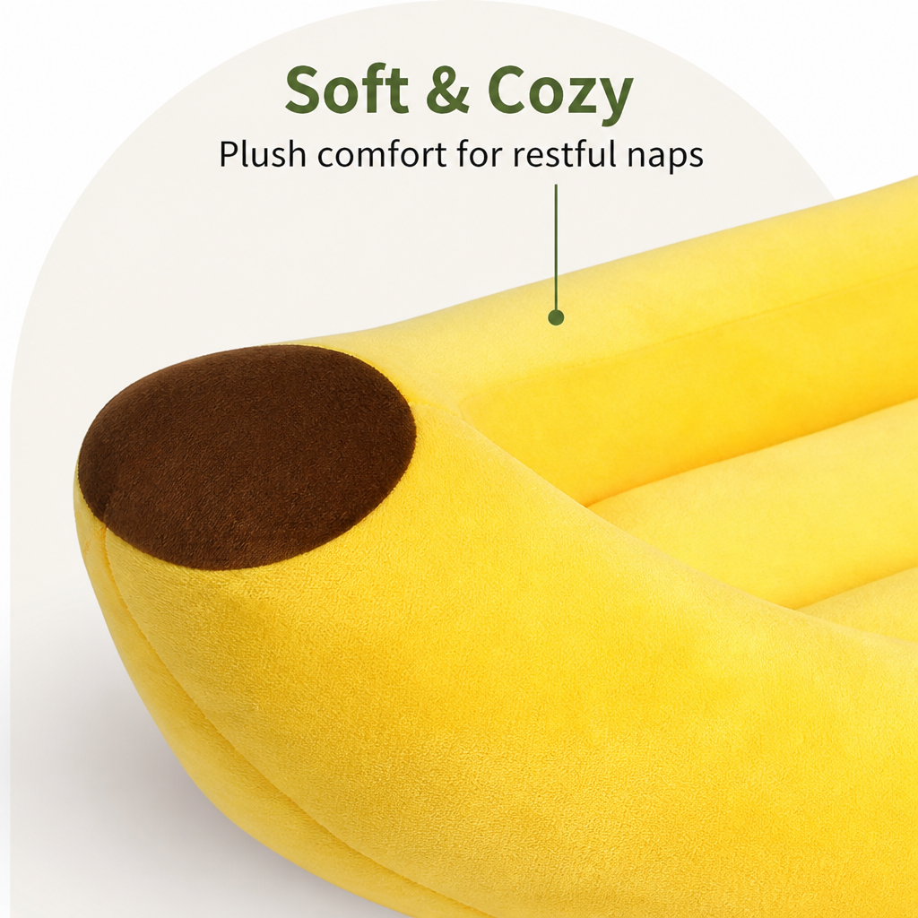DogBedHouse Warm Cozy & Washable Banana-Shaped Pet Bed