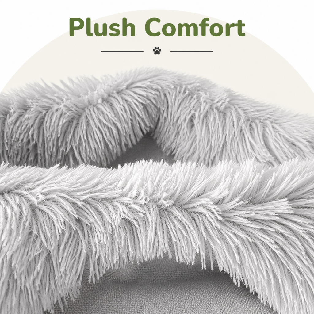 DogBedHouse Semi-Enclosed Plush Cat Bed (Removable Non-Slip Base)