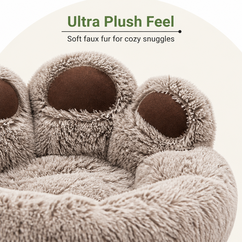 DogBedHouse Plush & Non-Slip Bear Paw Pet Bed