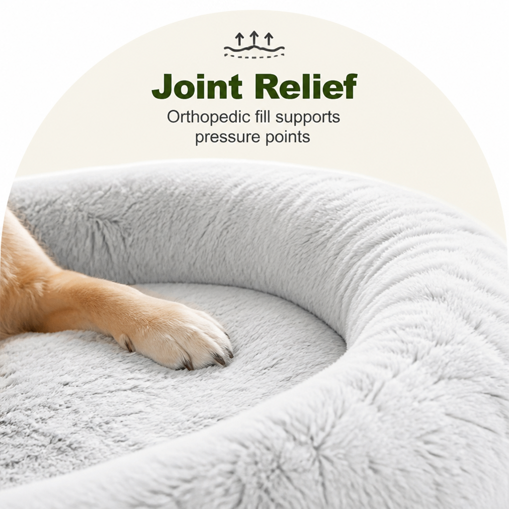DogBedHouse Orthopedic & Washable Faux Fur Human Dog Bed (Detachable Cover)