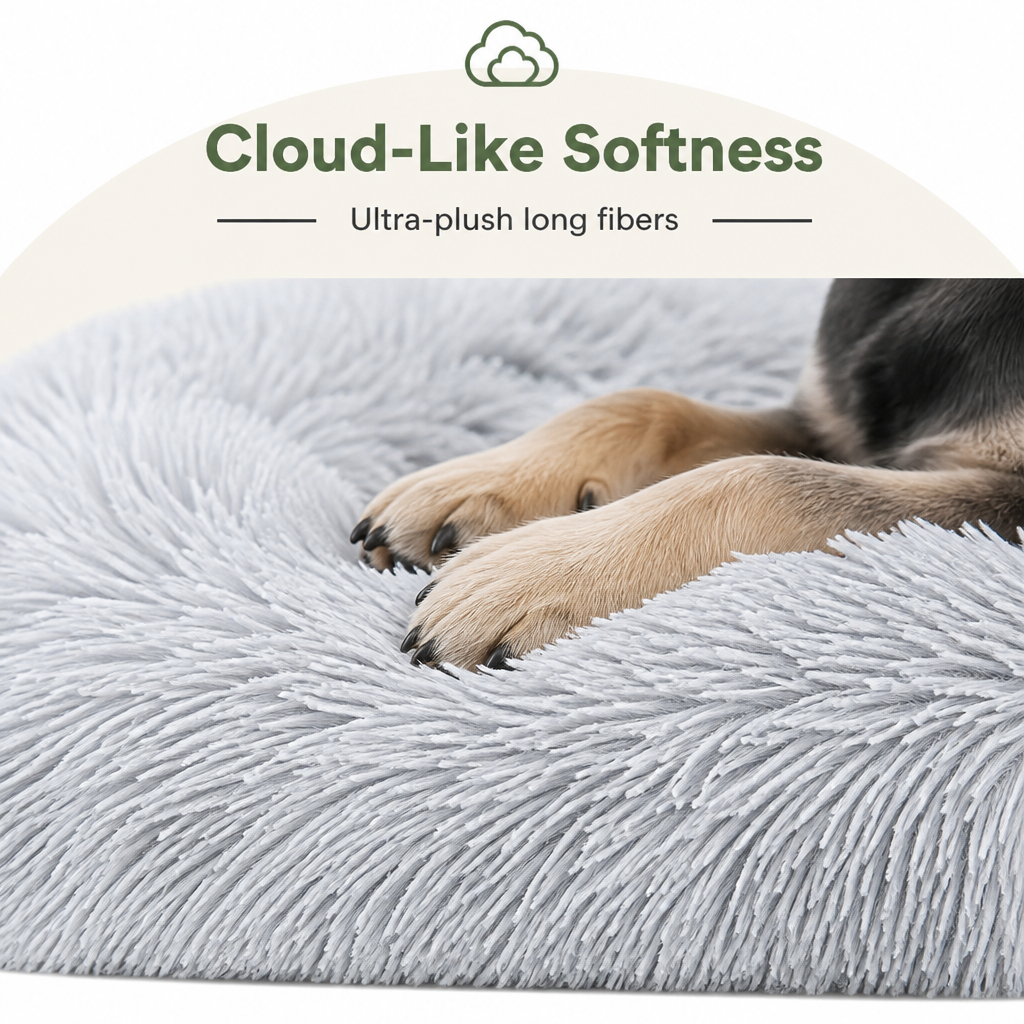 DogBedHouse Plush Lined Polyester Fill Dog Bed (Removable Cover)