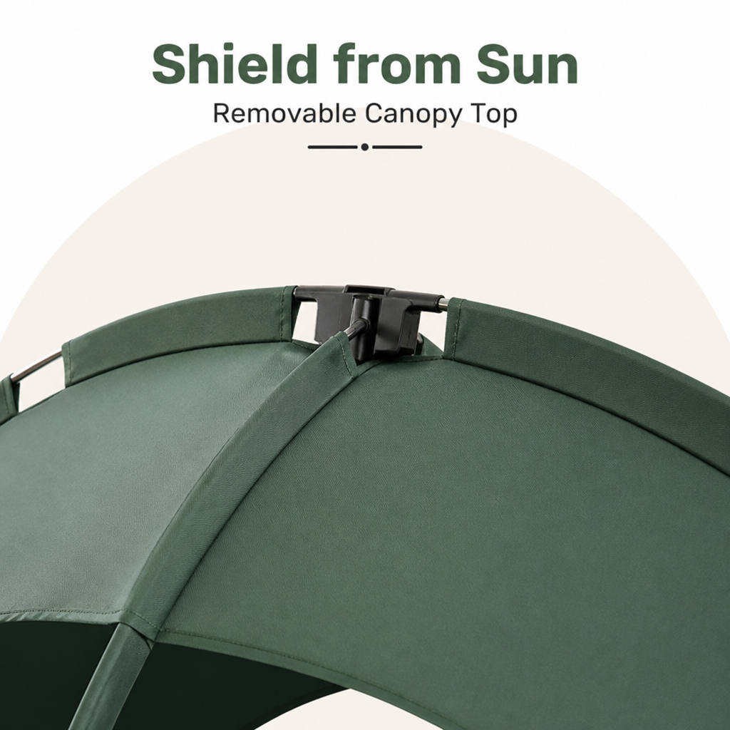 DogBedHouse Elevated Aluminum Outdoor Dog Bed (Removable Canopy)