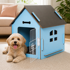 DogBedHouse Elevated Wood & Ventilated Pet House (For Small Dogs & Cats)