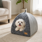 DogBedHouse Enclosed Triangular Plush Cat Bed