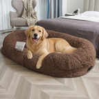 DogBedHouse Orthopedic & Washable Faux Fur Human Dog Bed (Detachable Cover)