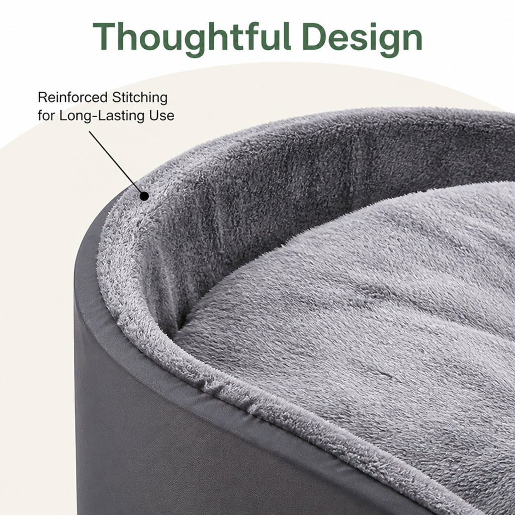 DogBedHouse Short-Plush Polyester Oval Dog Bed