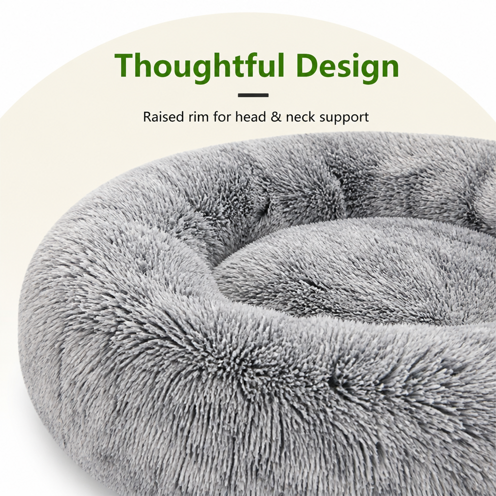 DogBedHouse Plush Long-Pile Tie-Dye Round Dog Bed