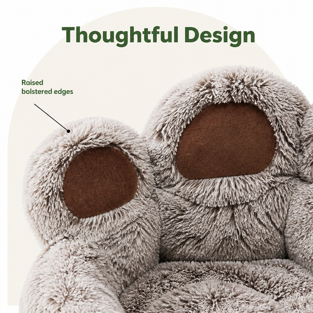 DogBedHouse Plush & Non-Slip Bear Paw Pet Bed