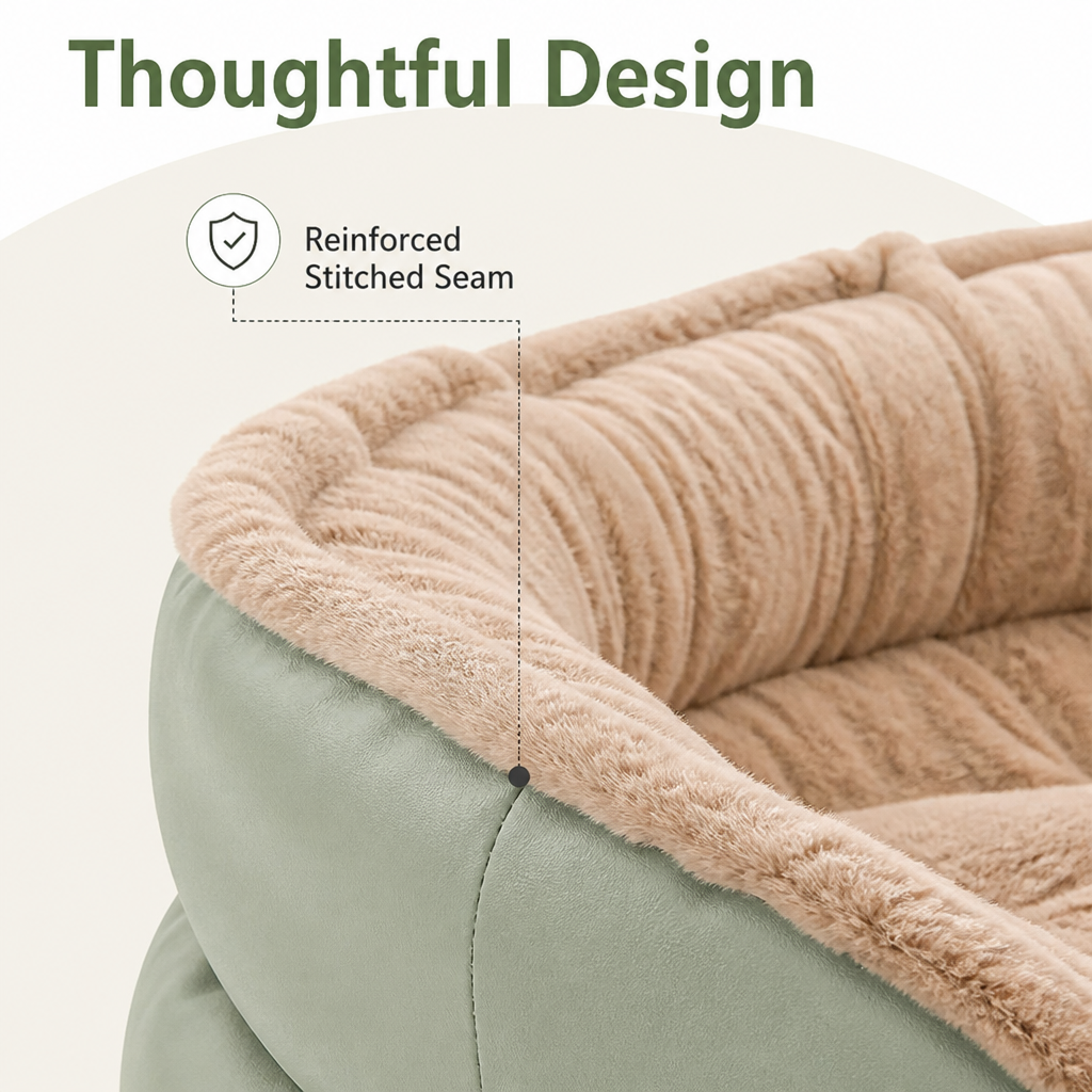 DogBedHouse Washable & Non-Slip Round Bolster Dog Bed
