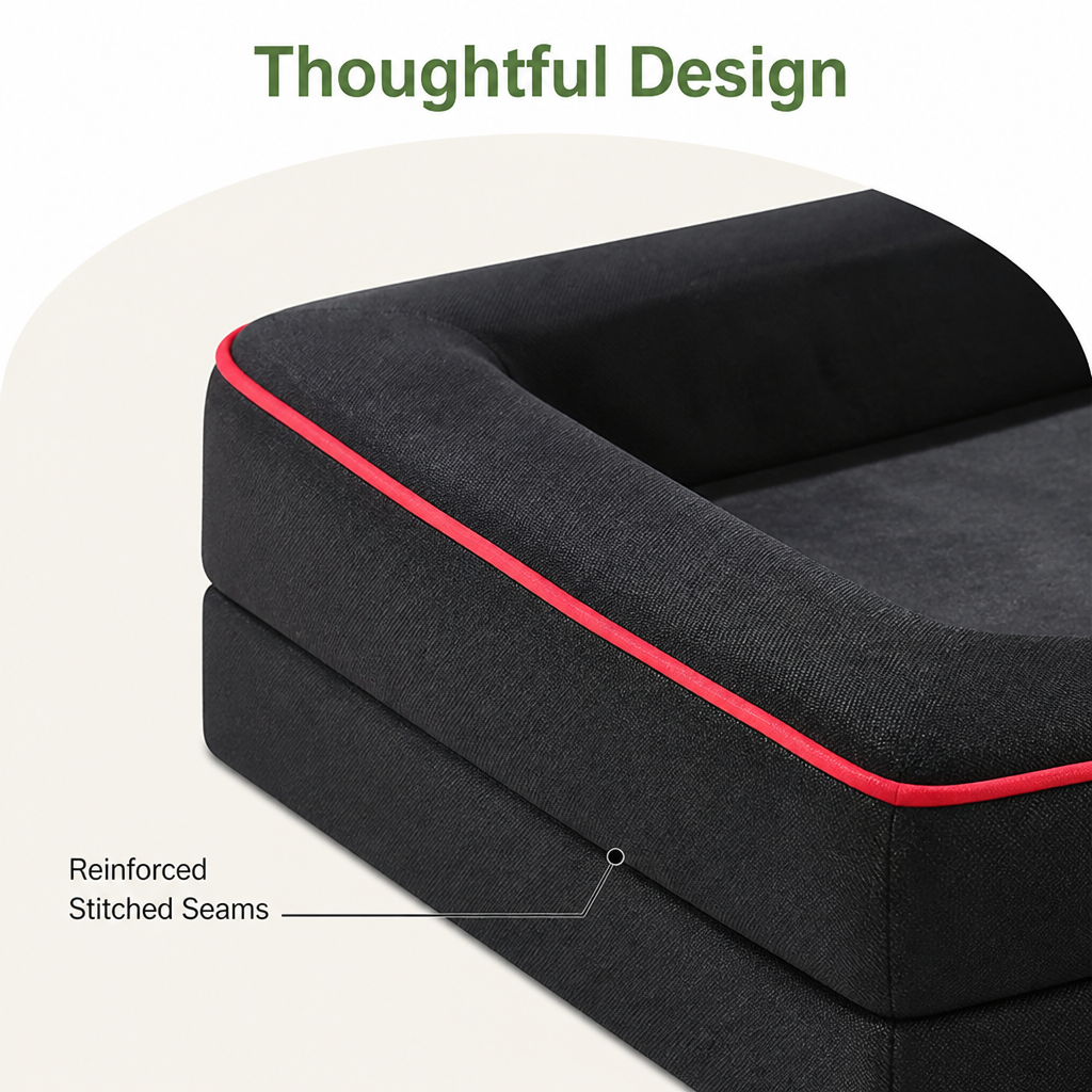 DogBedHouse Orthopedic Egg-Crate Foam & Non-Slip Dog Bed (Removable Washable Cover)