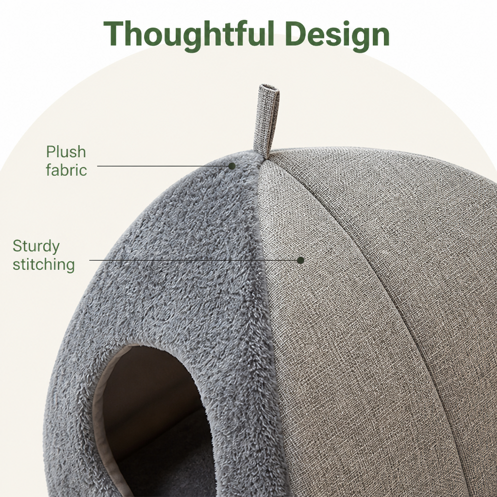DogBedHouse Enclosed Triangular Plush Cat Bed