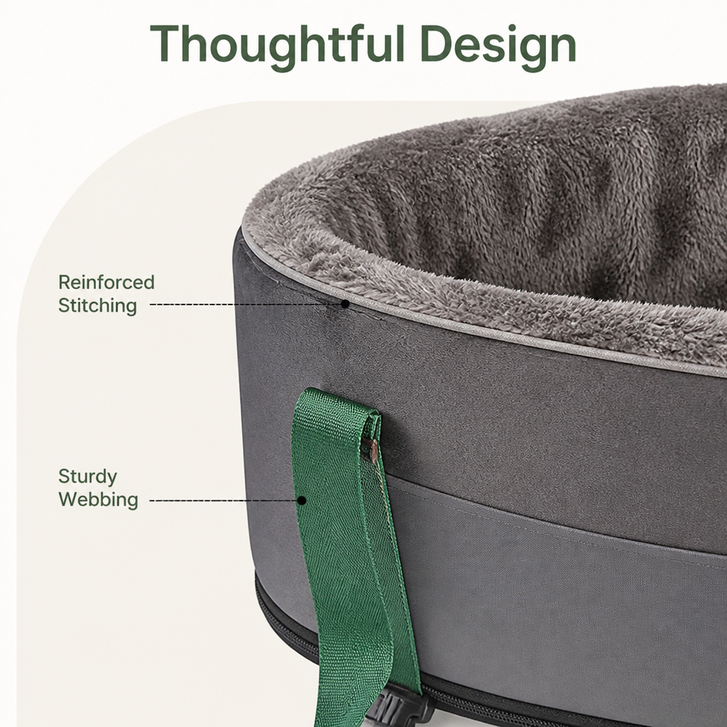 DogBedHouse Cushioned Nest & Durable Polyester Travel Carrier