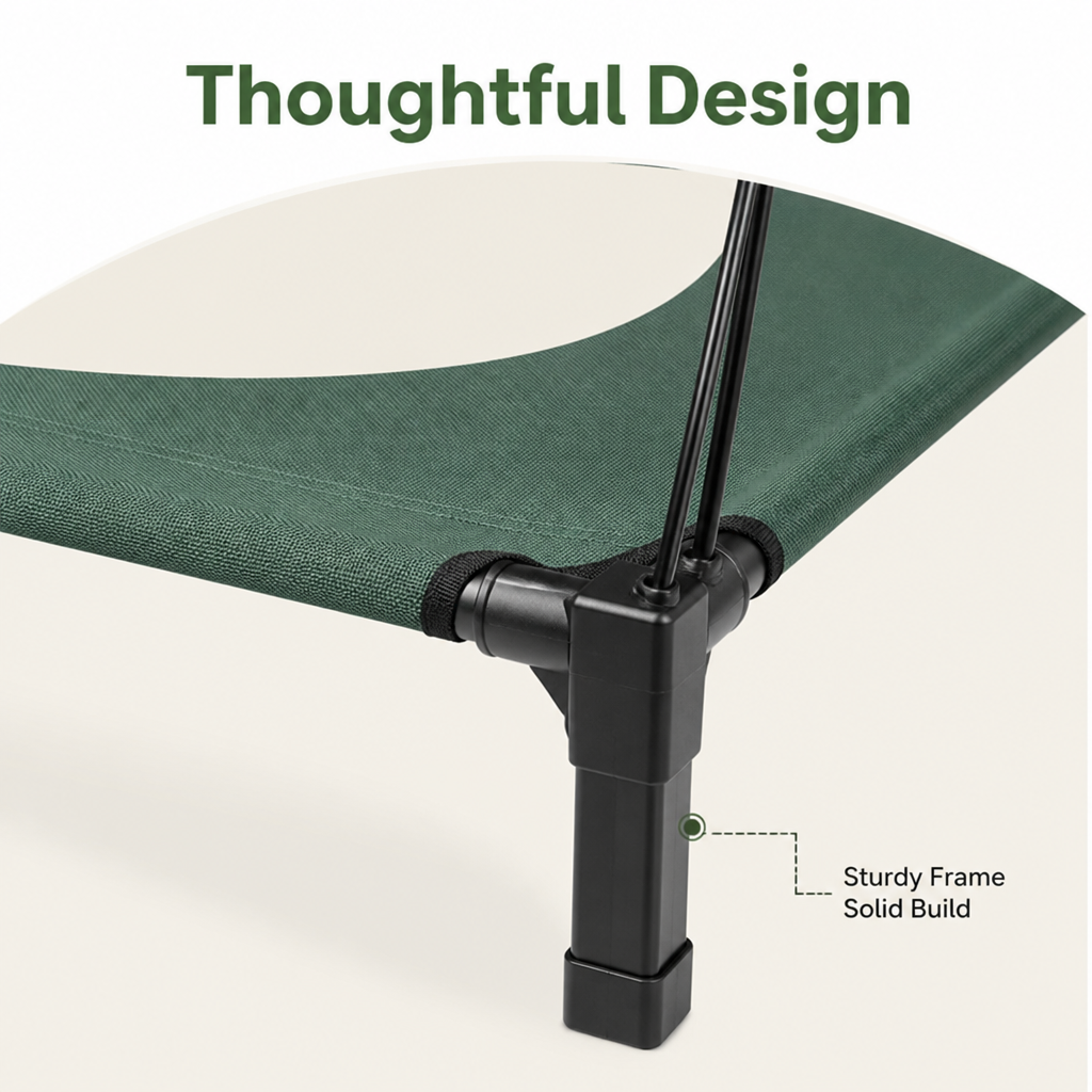 DogBedHouse Elevated Aluminum Outdoor Dog Bed (Removable Canopy)