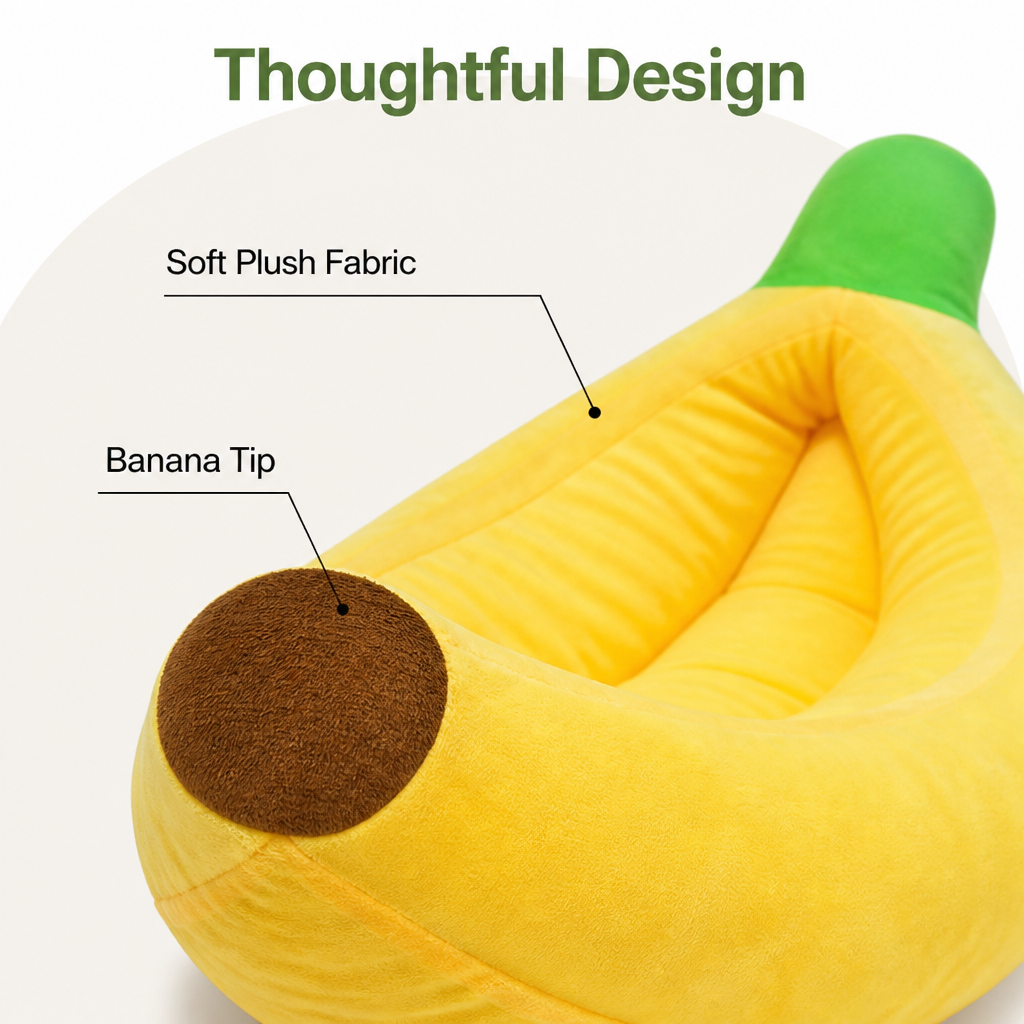 DogBedHouse Warm Cozy & Washable Banana-Shaped Pet Bed