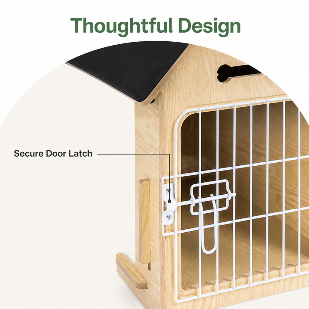 DogBedHouse Elevated Wood & Ventilated Pet House (For Small Dogs & Cats)