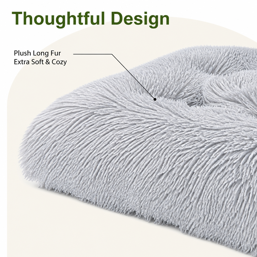 DogBedHouse Plush Lined Polyester Fill Dog Bed (Removable Cover)