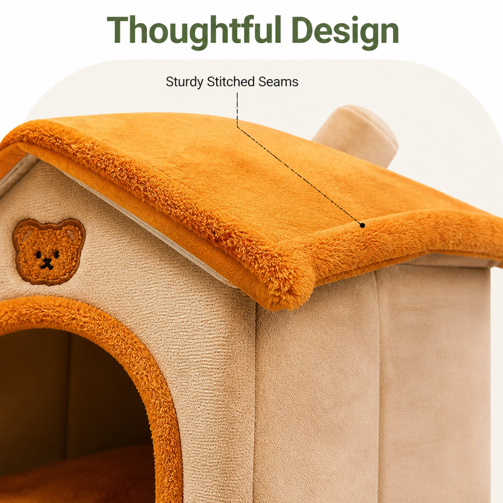 DogBedHouse Foldable & Washable Cozy Cave Pet Bed