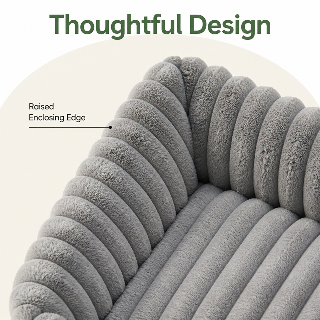 DogBedHouse Neck-Supporting Extra-Soft Corduroy Bolster Bed (Removable Cover)
