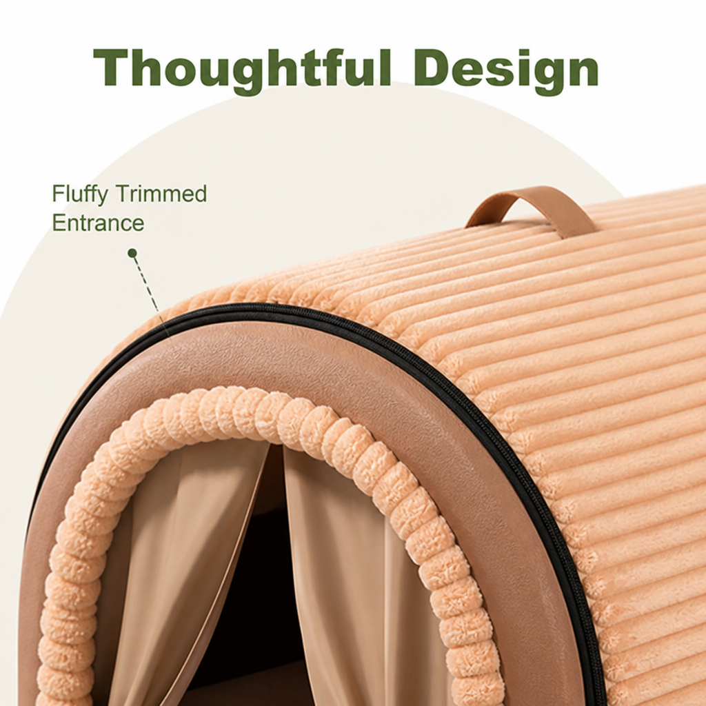 DogBedHouse All-Season Foldable Washable Dog Cave Bed (Non-Slip Base)