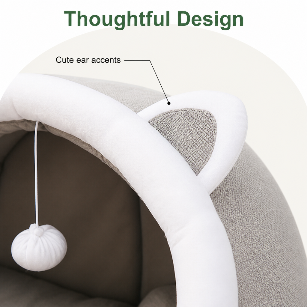 DogBedHouse Plush Polyester & Washable Pet Cave Bed