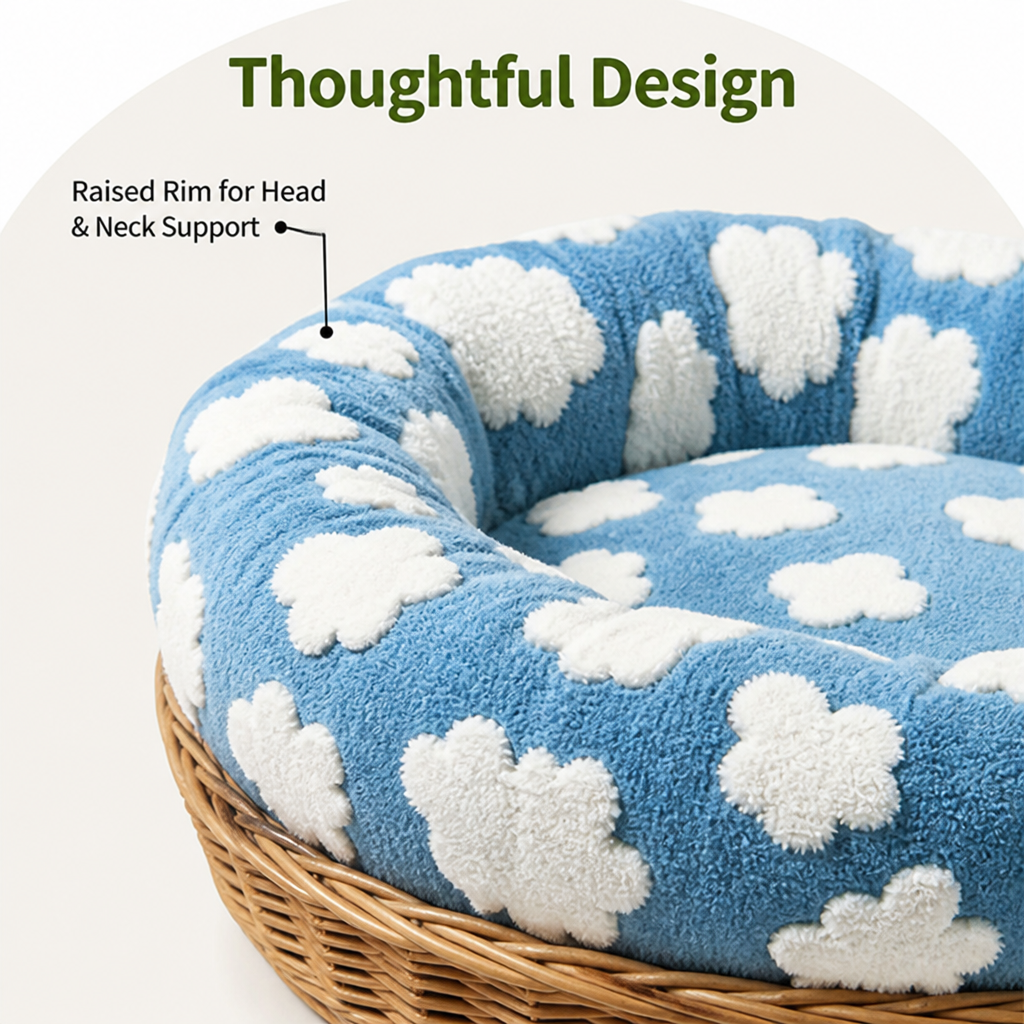 DogBedHouse Chew-Resistant Cotton & Anti-Slip Donut Dog Bed