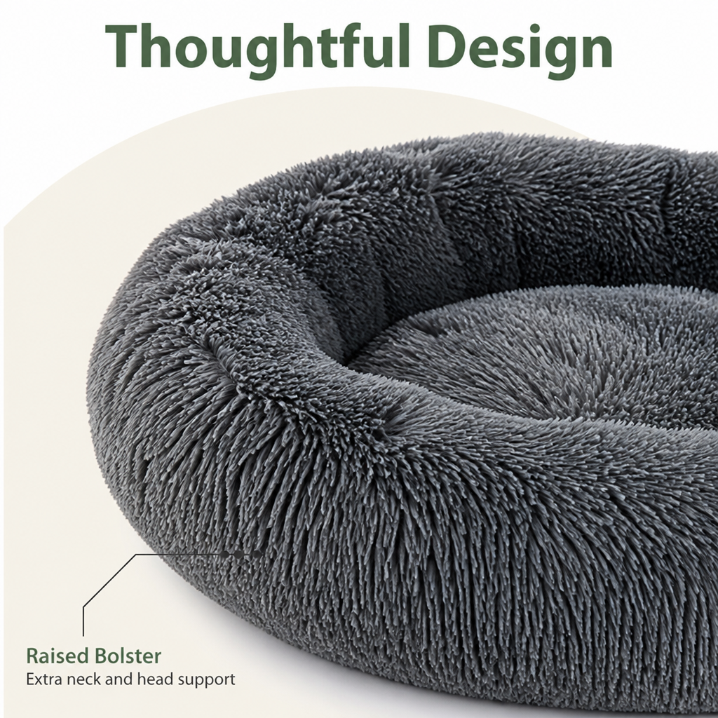 DogBedHouse Calming Plush Donut Dog Bed