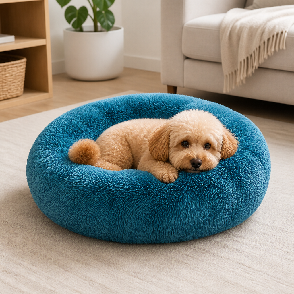 DogBedHouse Calming Plush Donut Dog Bed