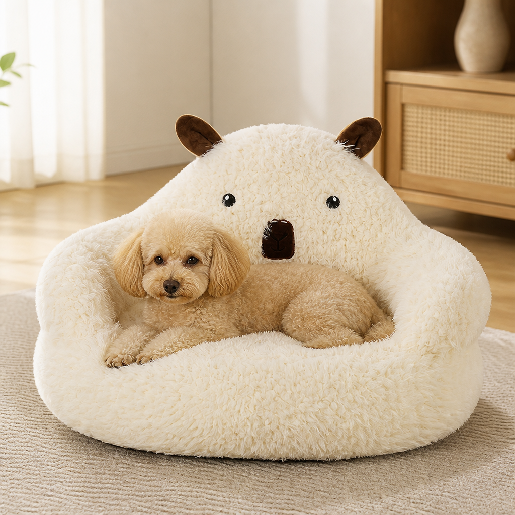 DogBedHouse Alpaca Plush High-Rebound Pet Bed