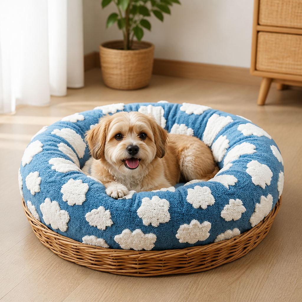 DogBedHouse Chew-Resistant Cotton & Anti-Slip Donut Dog Bed