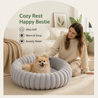 DogBedHouse Long-Pile Plush & Insulated Round Dog Bed (For Small Dogs & Cats)