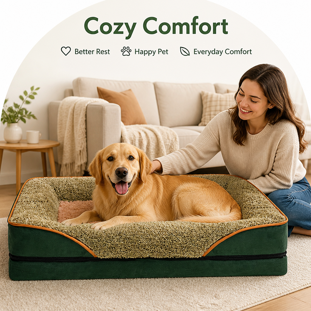 DogBedHouse Removable Washable Plush Bolster Bed