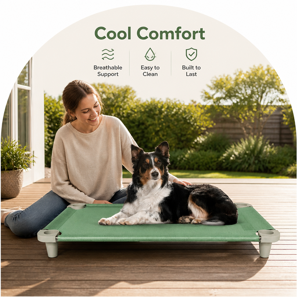 DogBedHouse Elevated Cooling Breathable Mesh Dog Bed (Stainless Steel Frame)