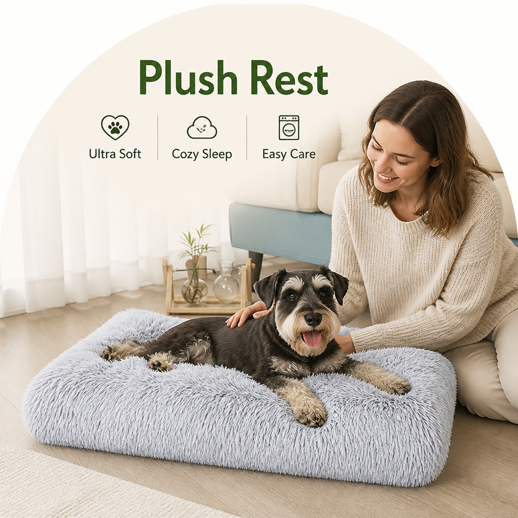 DogBedHouse Plush Lined Polyester Fill Dog Bed (Removable Cover)