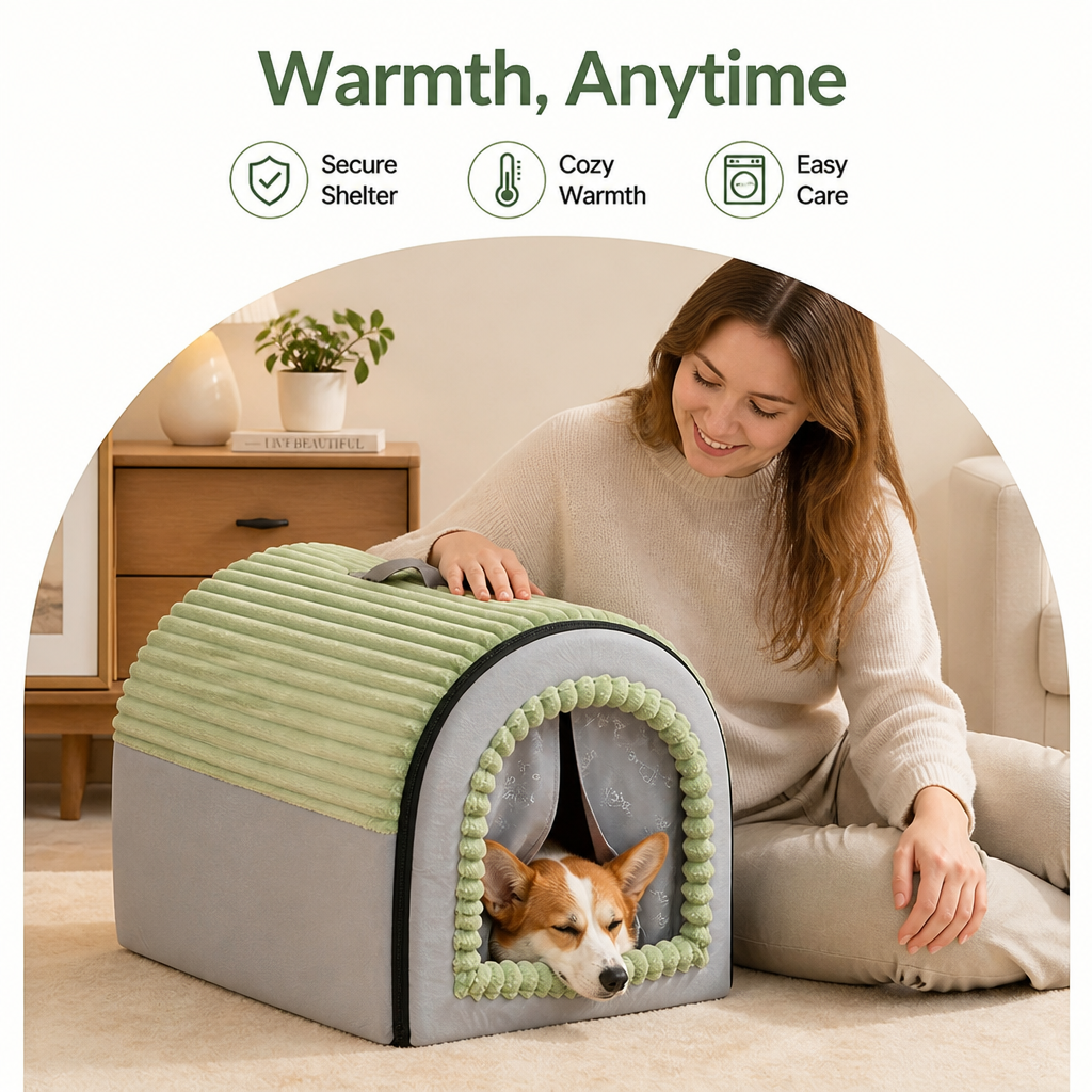 DogBedHouse Insulated Washable Pet Cave Bed (Removable Cover)