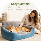 DogBedHouse Extra-Thick Plush & High Backrest Dog Sofa Bed (Removable Cover)