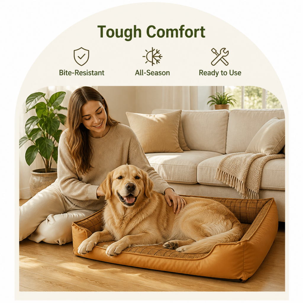 DogBedHouse Bite-Resistant Bamboo-Mat Dog House (Pre-Assembled)