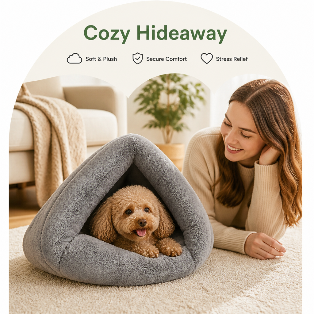 DogBedHouse Cozy Triangular Nook & Soft Polyester Pet Bed
