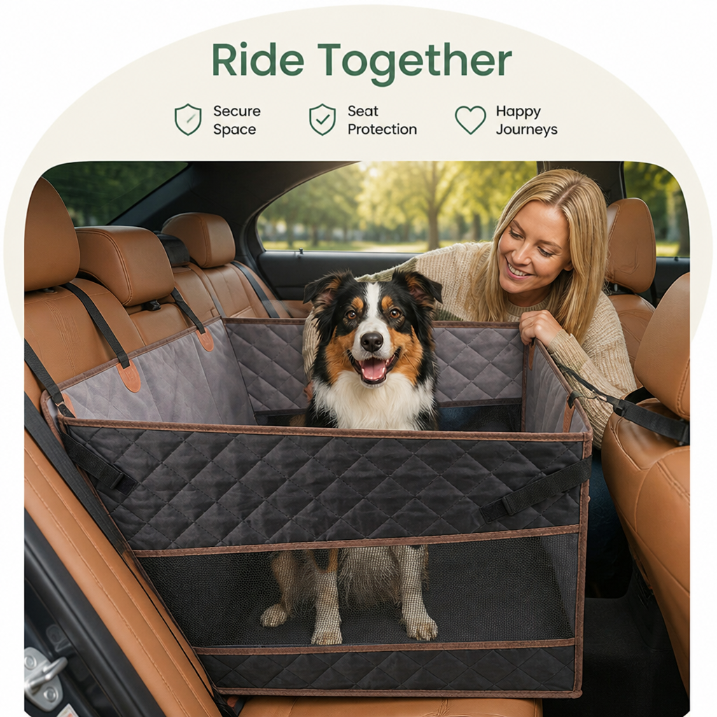 DogBedHouse Large Hard-Bottom & Non-Slip Dog Car Seat (Back-Seat Extender)
